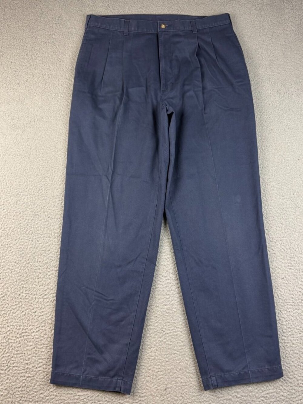 Flyers Classic Fit Pants Men's 36x32 Pleated Front Khaki Slacks Casual Navy Blue